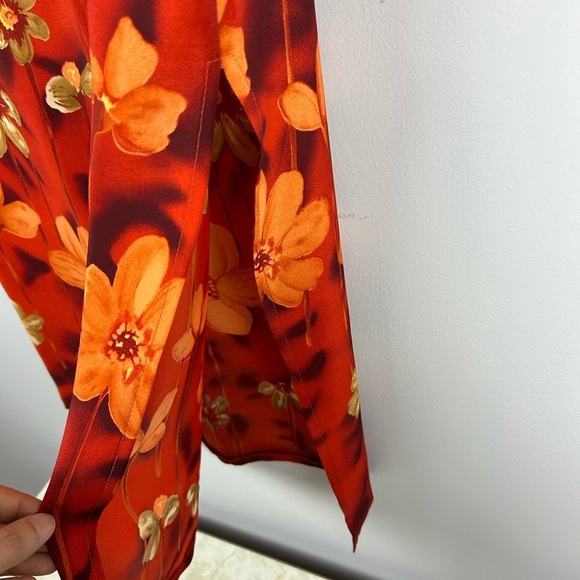 Pariscope Vibrant Orange Floral Skirt Size 10 - Picture 5 of 5